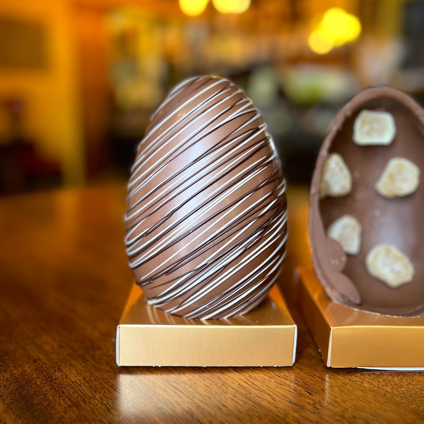 Milk chocolate Easter egg studded with crystalised ginger